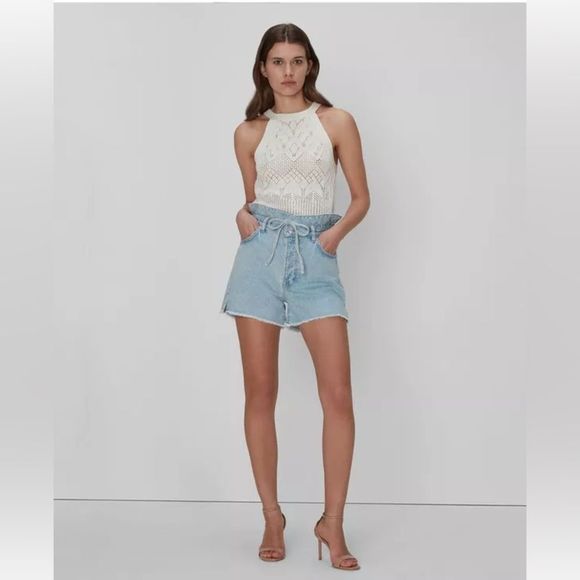 7 FOR ALL MANKIND PAPERBAG SHORT IN TUBEROSE 183/009 - Picture 3 of 4